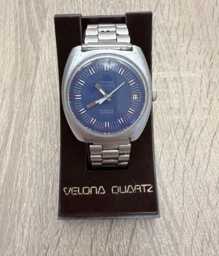 Vintage Deluxa Automatic Horloge 25 Jewels Incabloc Blauw - Jaren 70