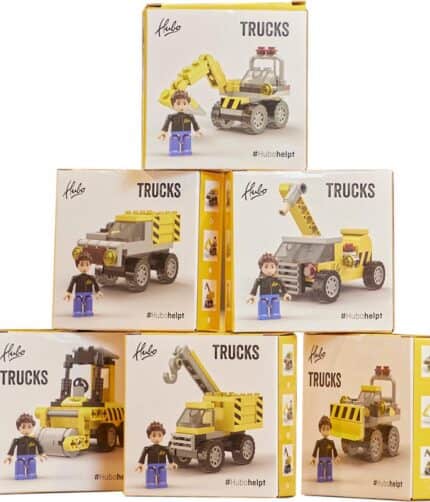 Hubo Truck Set - Containertruck, Graafmachine, Wals, Bulldozer, Kraanwagen, Truck met grijper